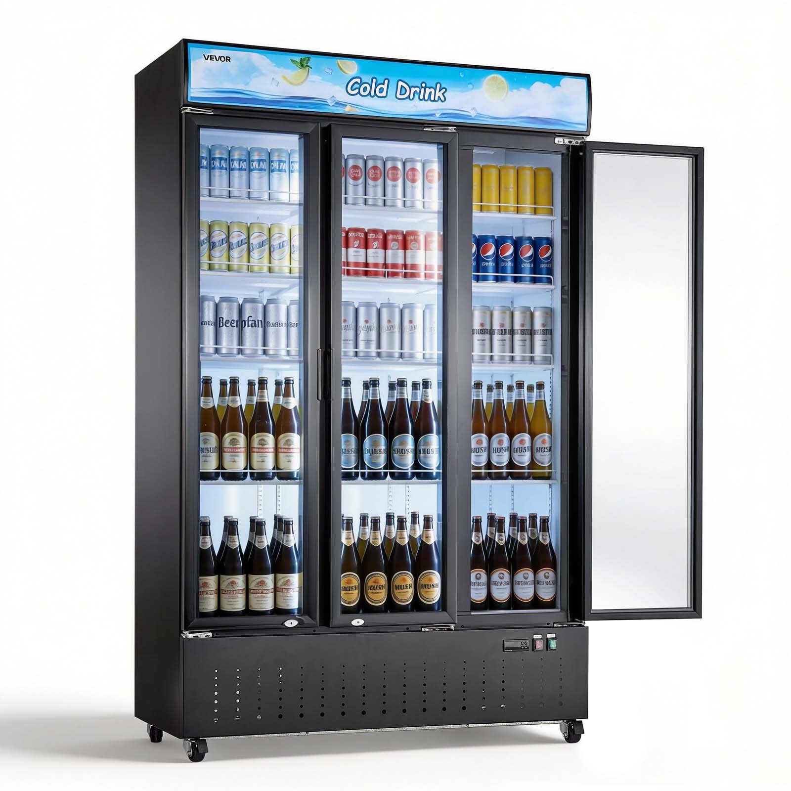 VEVOR Commercial Merchandiser Refrigerator 26.8 Cu.Ft 3-Door Beverage Cooler