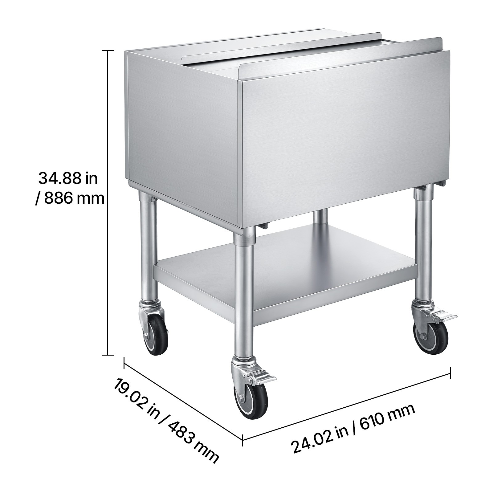 Uimoso 65.1Qt Commercial Ice Bin 24×19 in Underbar Ice Bin With Sliding Lid