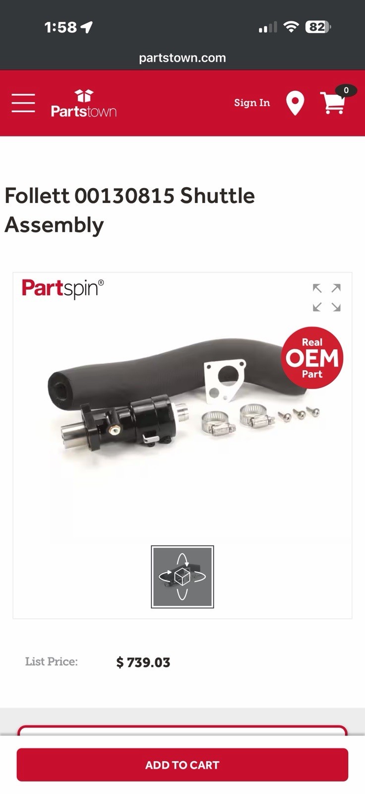 Follett Assembly, Shuttle 00130815 – Genuine OEM