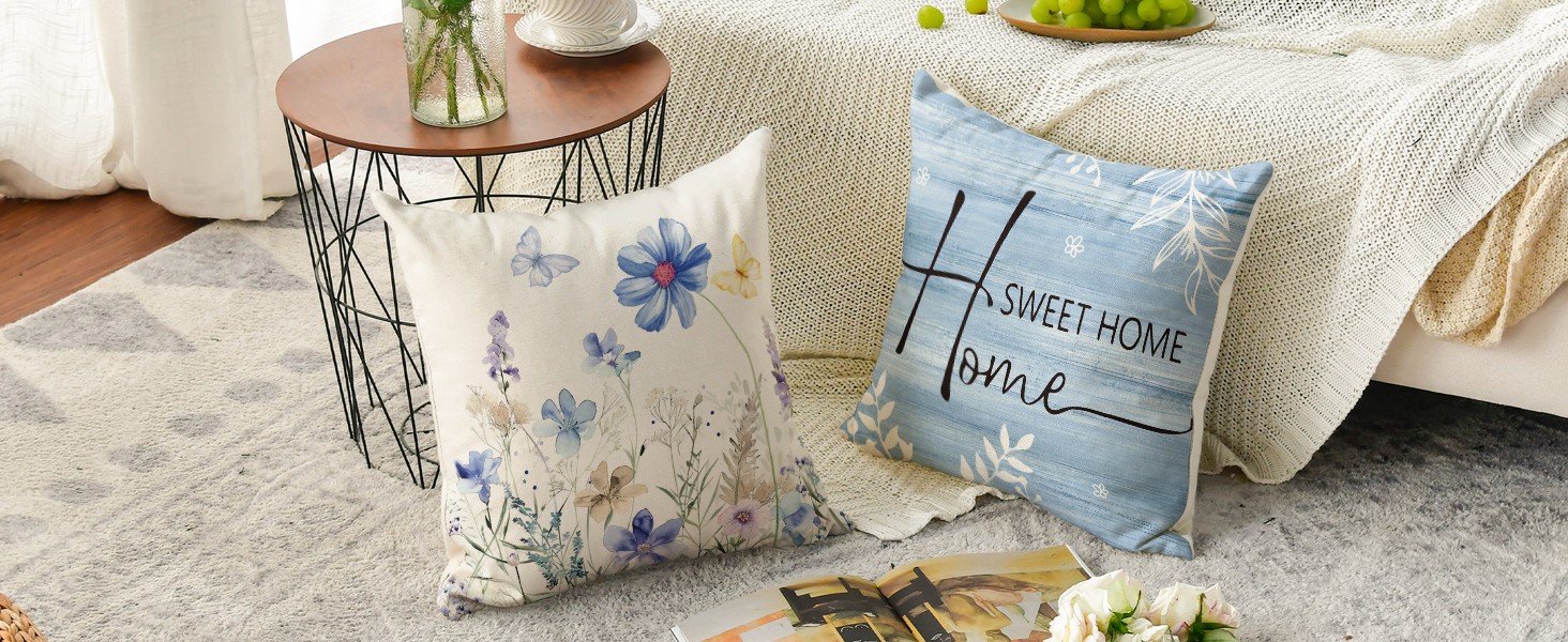 Spring Mangnolia Green Throw Pillow Covers, 16 x 16 Inch Hello Sunshine Vases