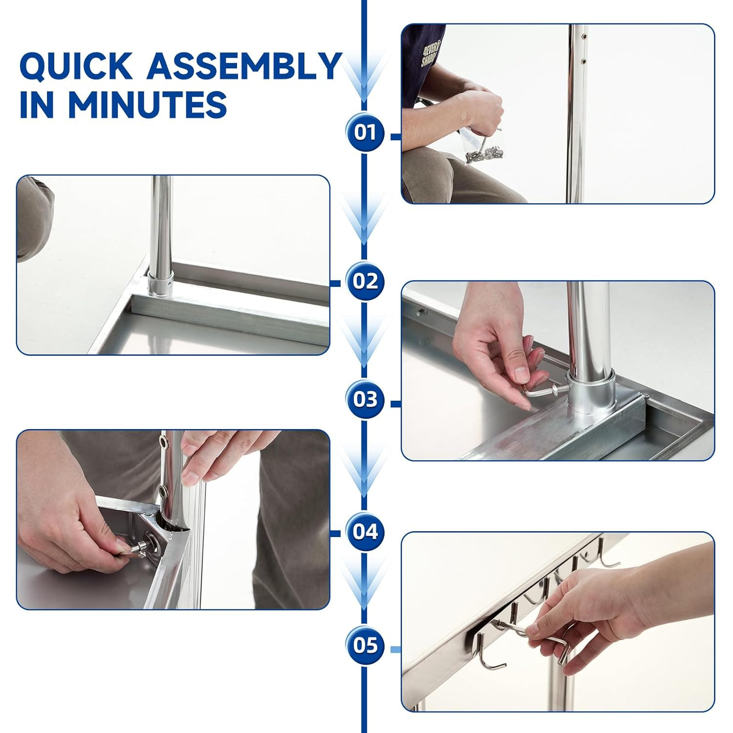 Stainless Steel Table for Prep & Work, Commercial Stainless Steel Prep Metal Tab