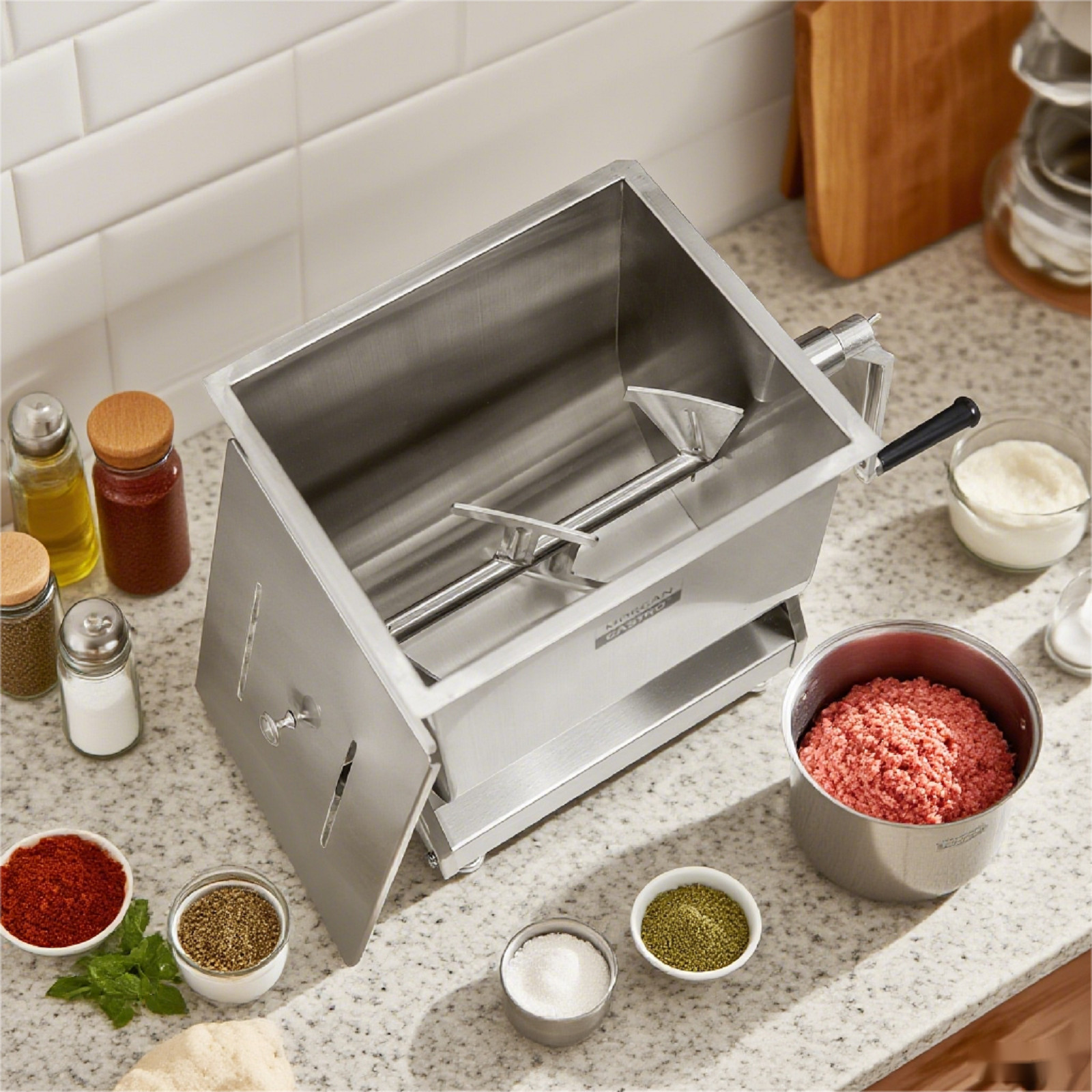MorganGastro 30lbs Meat Mixer Manual Tilt Sausage Mixing Machine Stainless Steel