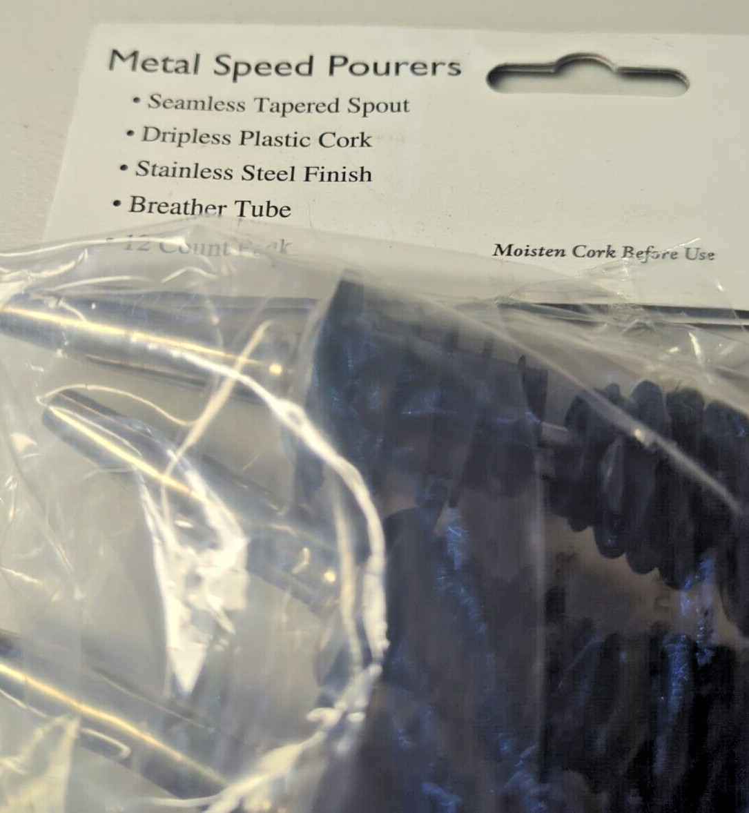 Metal Speed Pourers Set of 9 stainless Steel Finish NEW – Plastic Cork