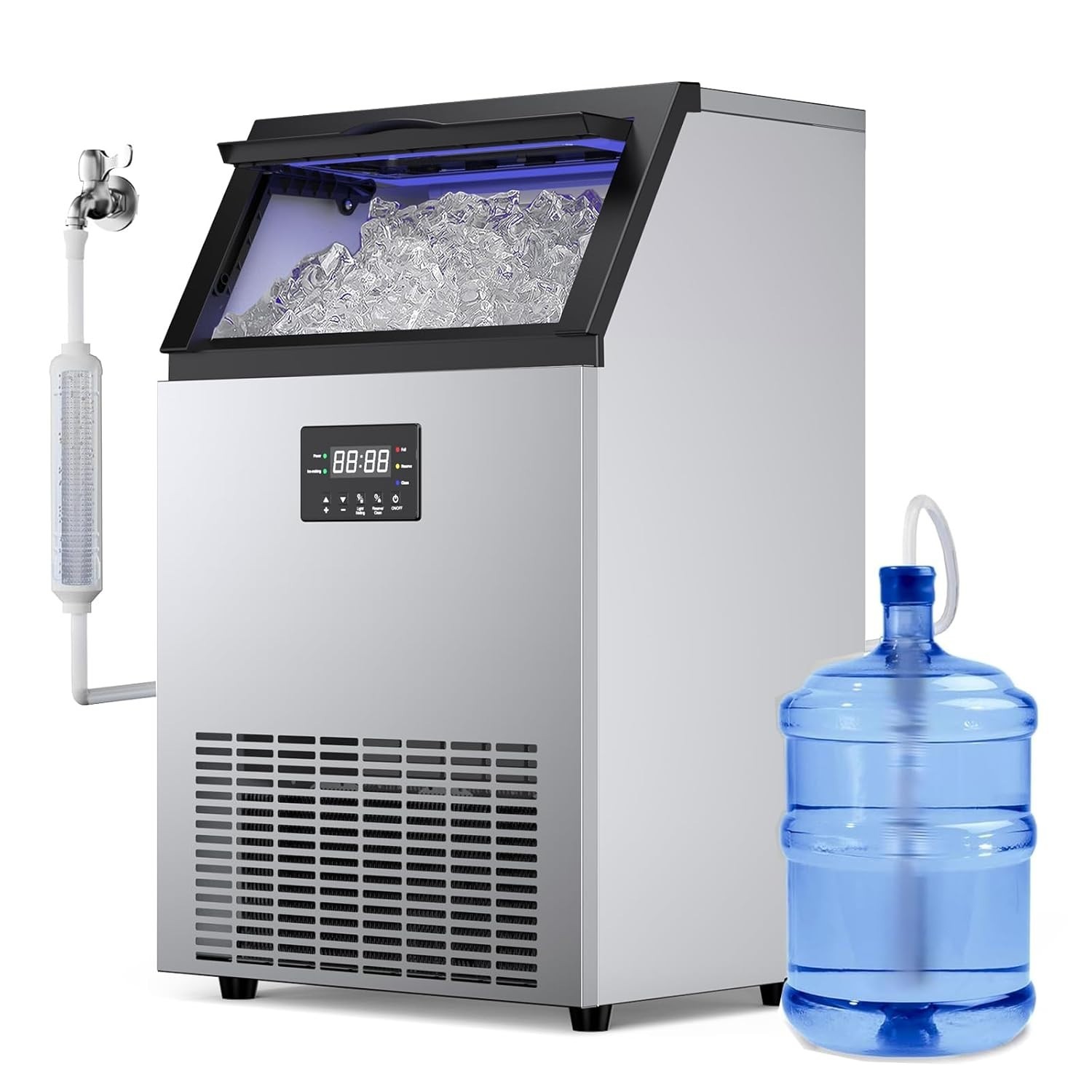 150lbs/24H Commercial Ice Maker Freestanding Ice Cube Machine with 45 Ice Cubes