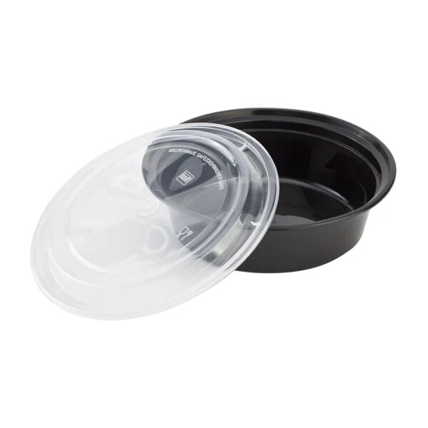 Karat 32oz PP Plastic Microwavable Round Food Containers & Lids – Black – 150 ct