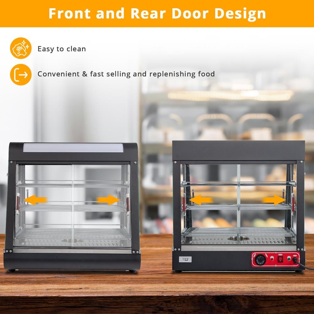 3 Tiers Commercial Food Warmer Display Countertop Pizza Heated Show Case w/Bulb