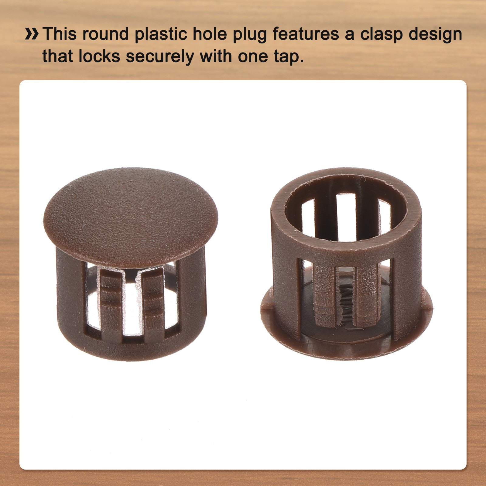 32Pcs 12mm Brown Nylon Plastic Round Locking Hole Plugs Insert End Cap