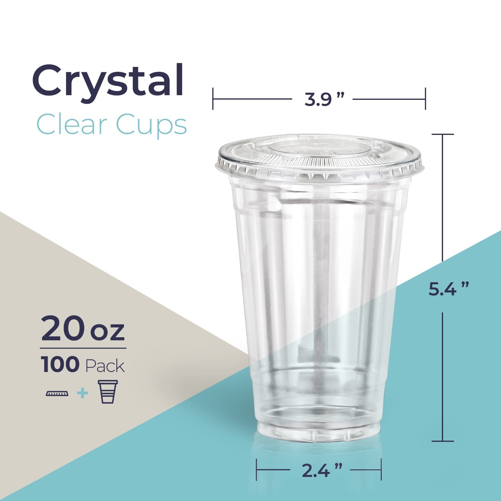 Unicup 20 OZ Clear Plastic PET Cups with Flat Lids