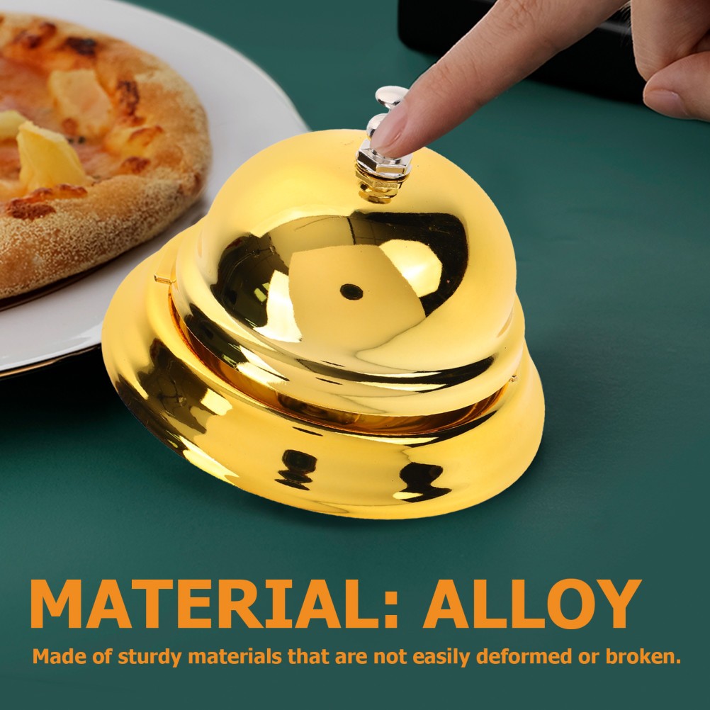 Restaurant Service Bell Golden Metal Bell for Desk Use Reception Kitchen Bar
