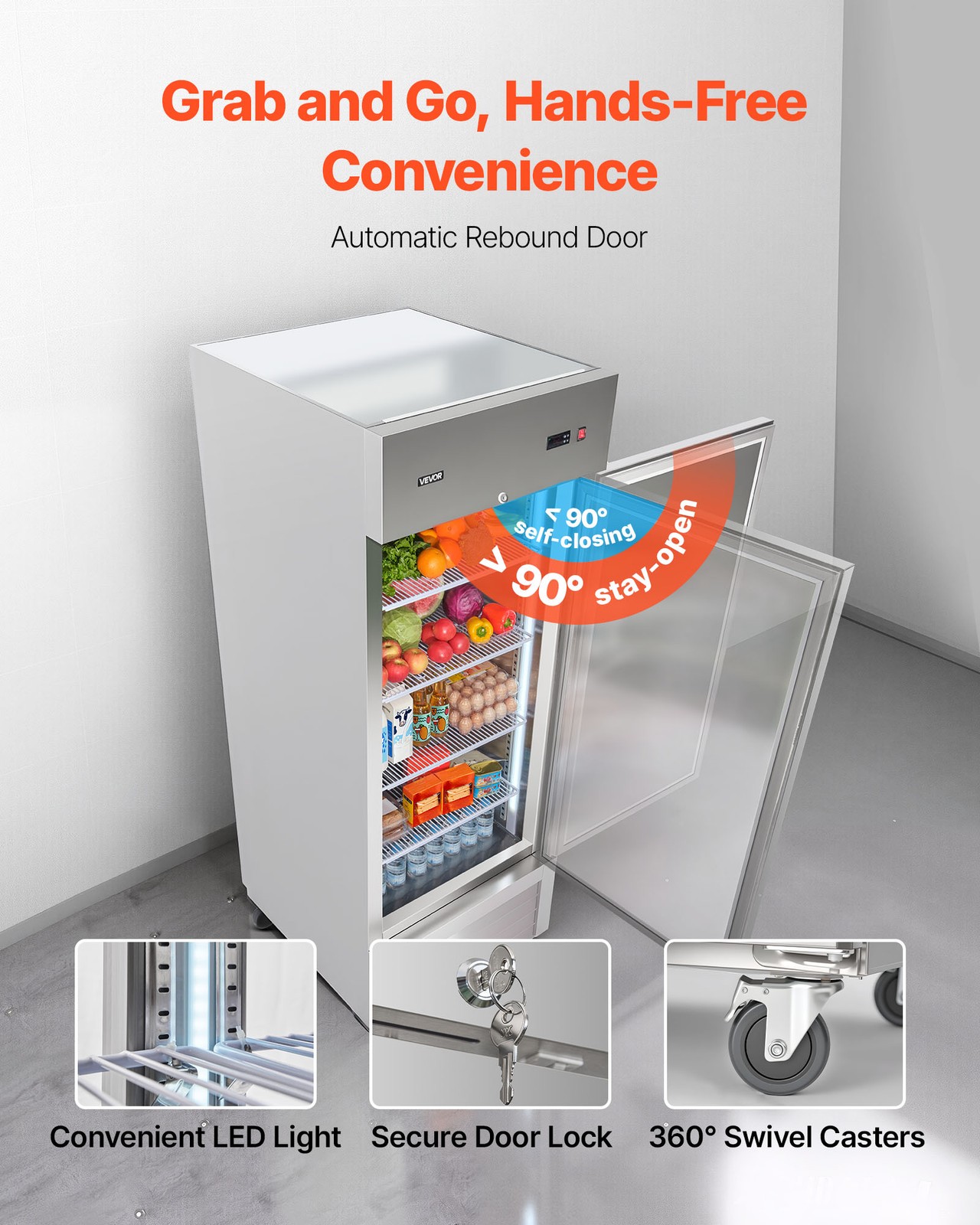 VEVOR 29-85″ Commercial Refrigerator Reach in Refrigerator Freezer w/1/2/3 Door