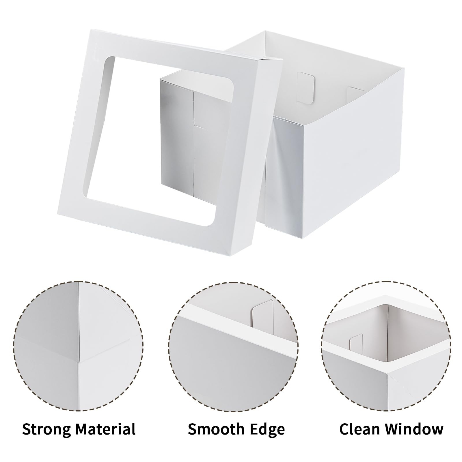 Moretoes 10pcs Cake Boxes 12x12x8 Inch White Bakery inches,