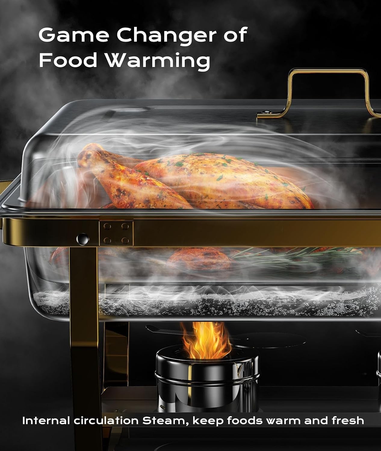 Chafing Dishes for Buffet 4 Pack, 9QT [Elegant Gold and Silver Colors] Food W…