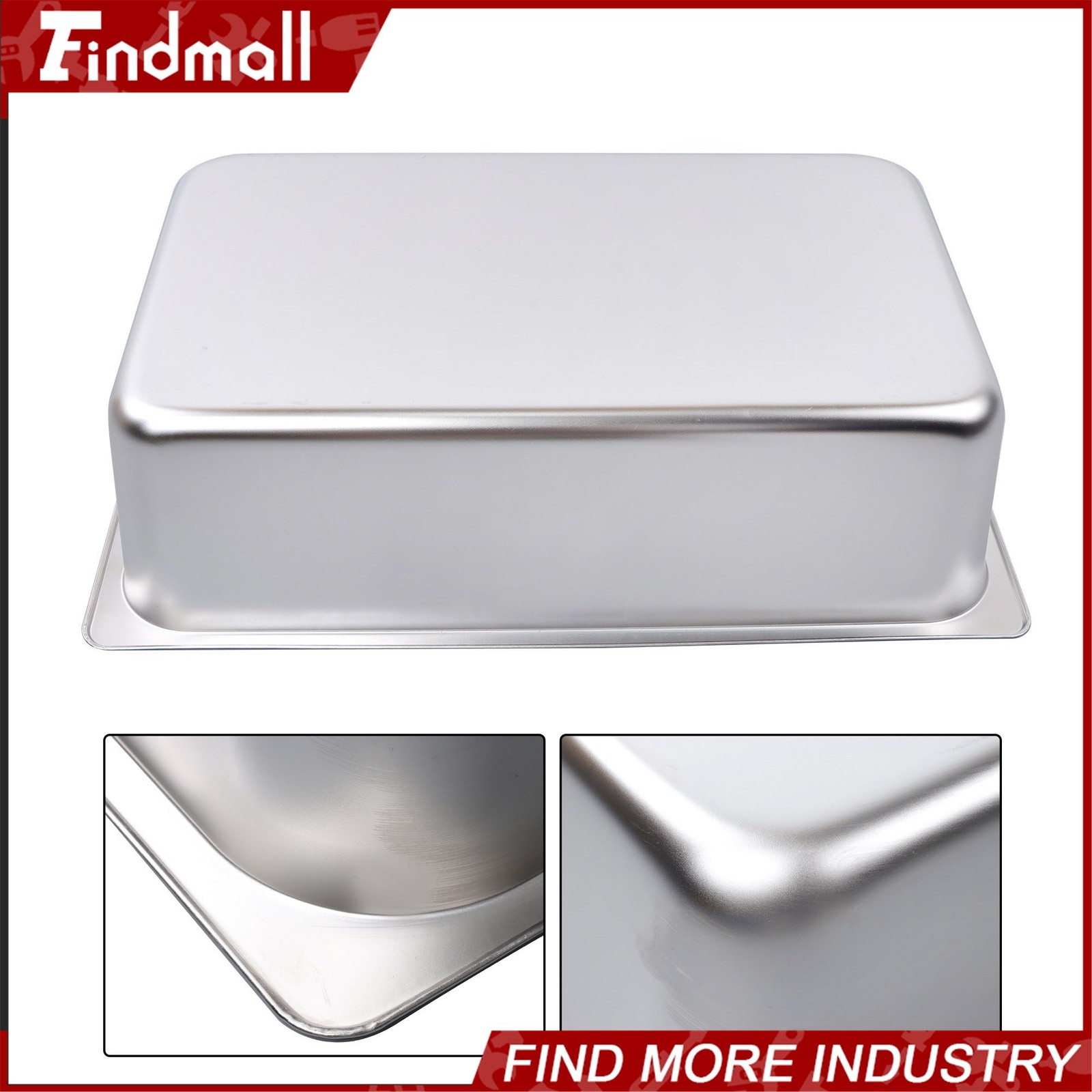 Findmall 2 PCS Full Size 6″ Deep Stainless Steel Steam Prep Table Hotel Food Pan
