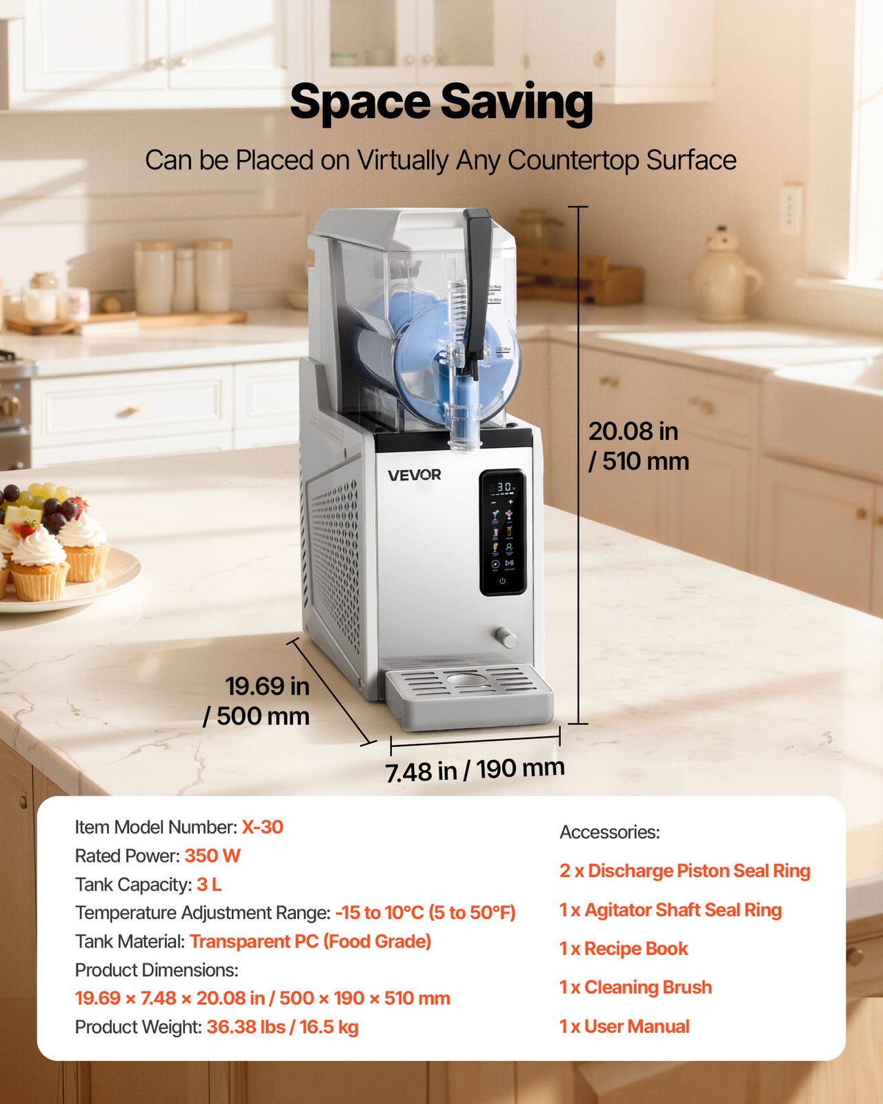 VEVOR Slushie Machine 3/4/6L No Ice Needed Frozen Drink Maker Single/Dual Tank