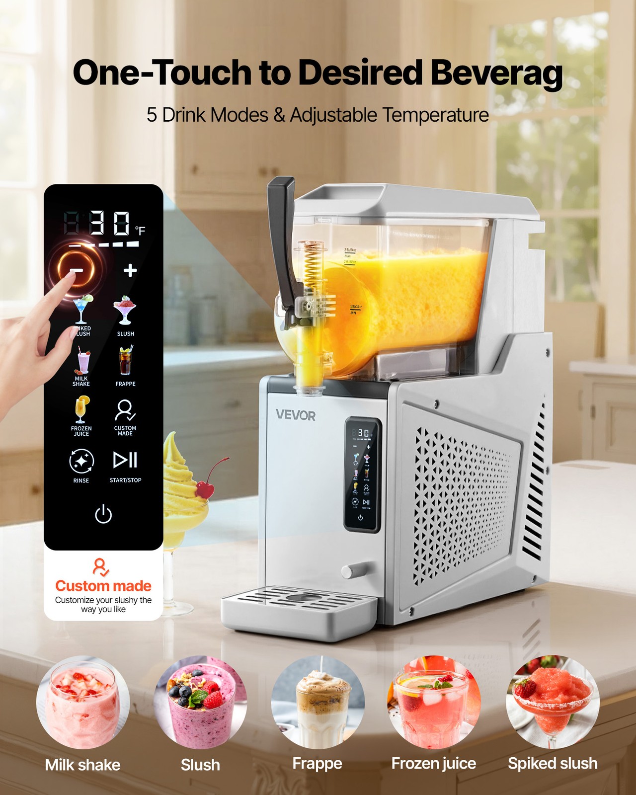 VEVOR Slushie Machine 3/4/6L No Ice Needed Frozen Drink Maker Single/Dual Tank