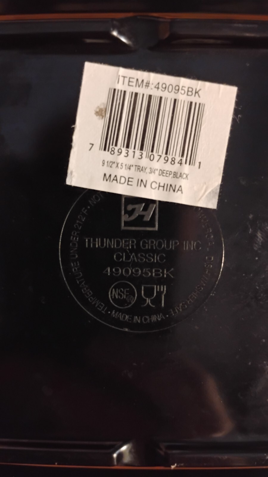 Thunder Group 49095BK 9-1/2″ x 5-1/4″ Black Melamine Tray – 1pc