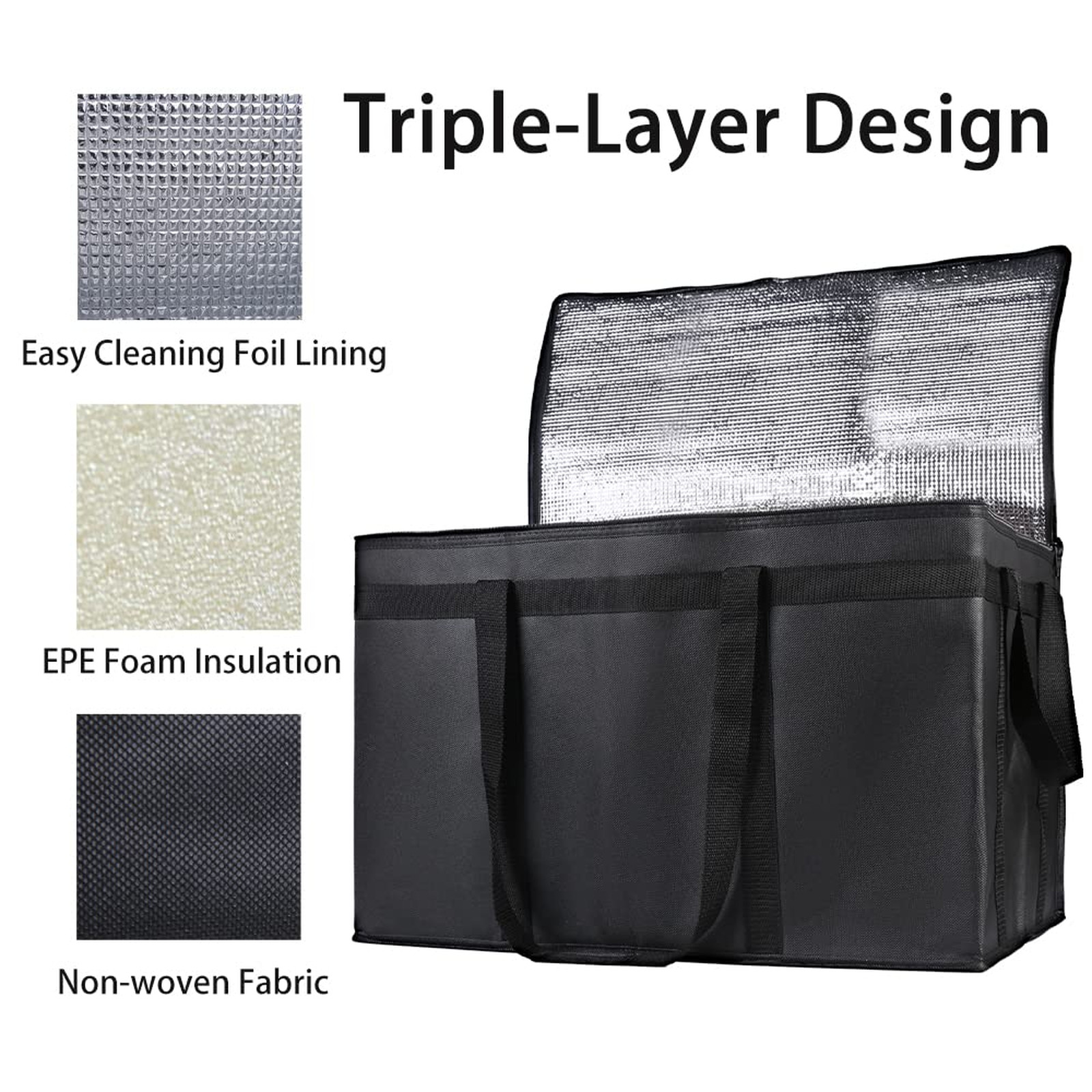 Insulated Food Delivery Bag XXXL Large Capacity Catering Cooler for Rideshare