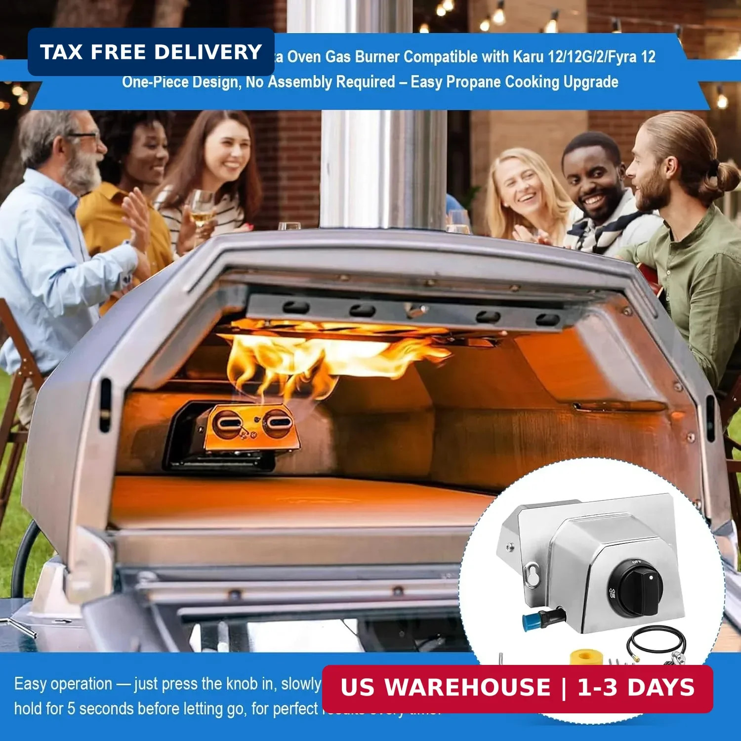 Pizza Oven Accessories, Gas Burner Rttachment for Karu 12 and Karu 12G Outdoors