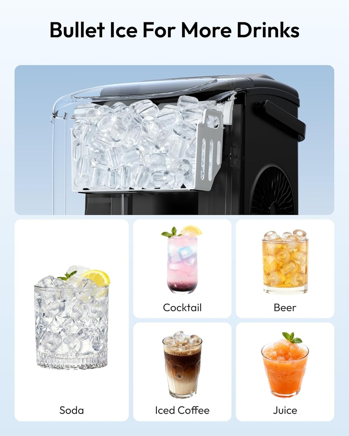 Portable Countertop Ice Maker Machine 26LB/Day Auto Clean Ice Scoop Black