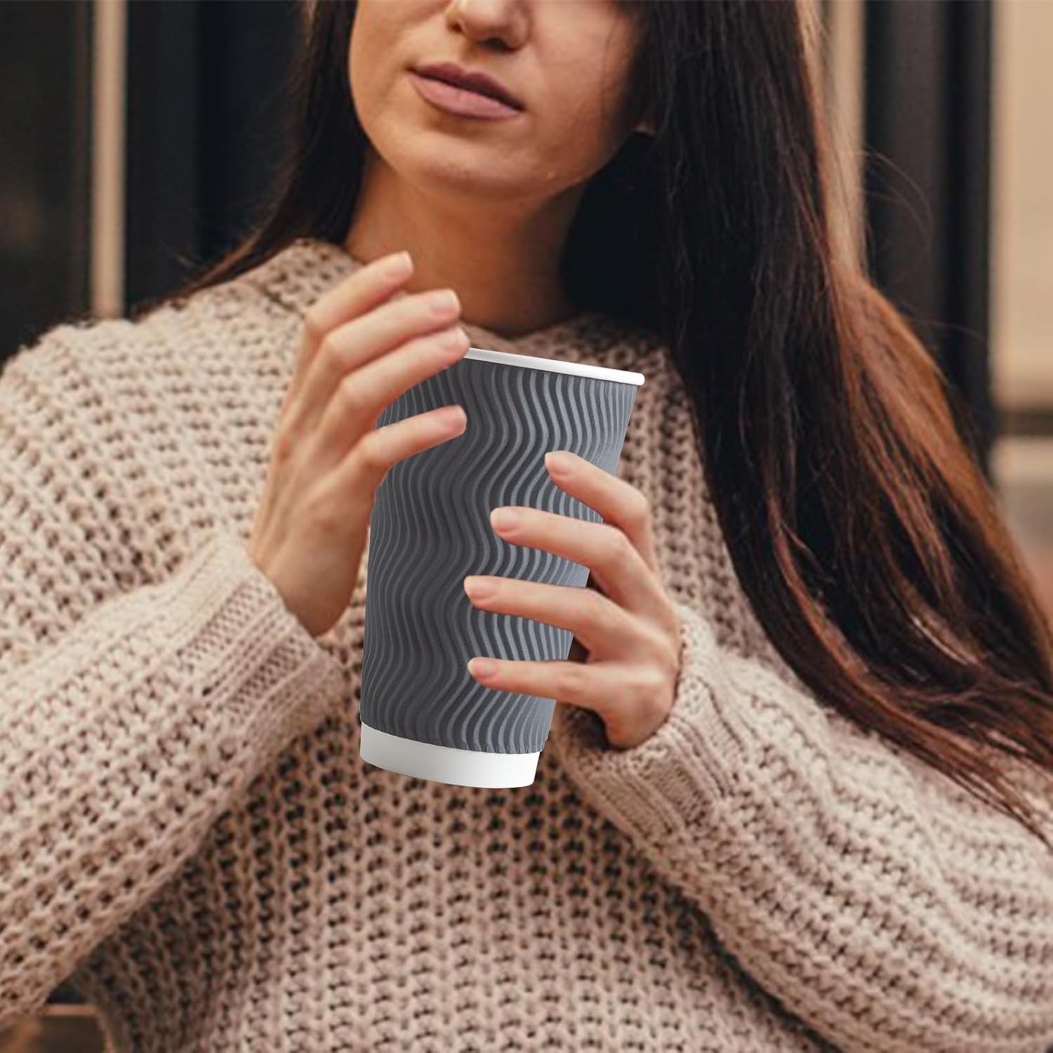 Disposable Coffee Cups 90 Pack 16 oz Gray Insulated Cups No Lids Pack of 90 Cups
