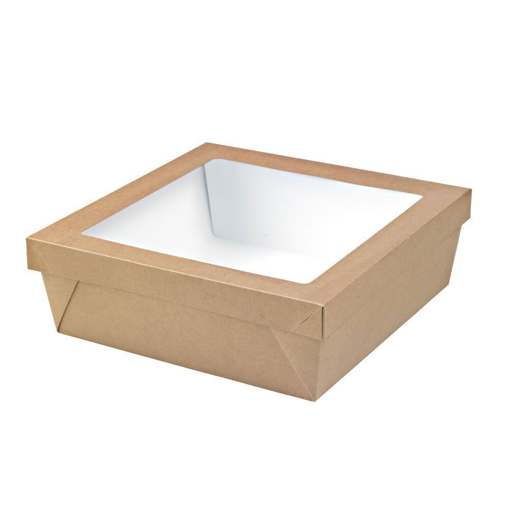 PacknWood 210KRAYB255, Kray Boxes With PET Window Lid – 100oz 9.8 X9.8X2- 100/CS
