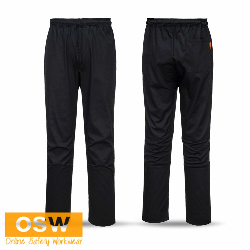 Adults Slim Fit Mesh Breathable Vent Chef Kitchen Work Pants – Black/Slate Grey