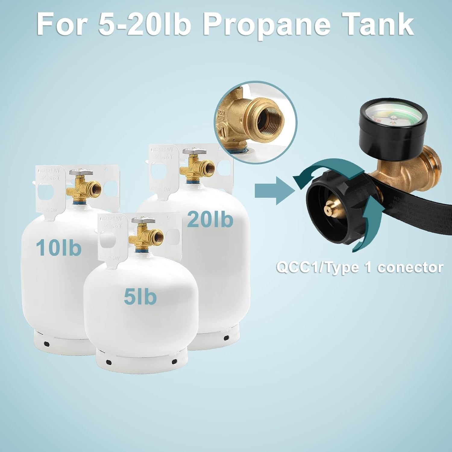5-20lb Universal Propane Tank Gauge Gas Level Indicator For Grill Heater RV Camp