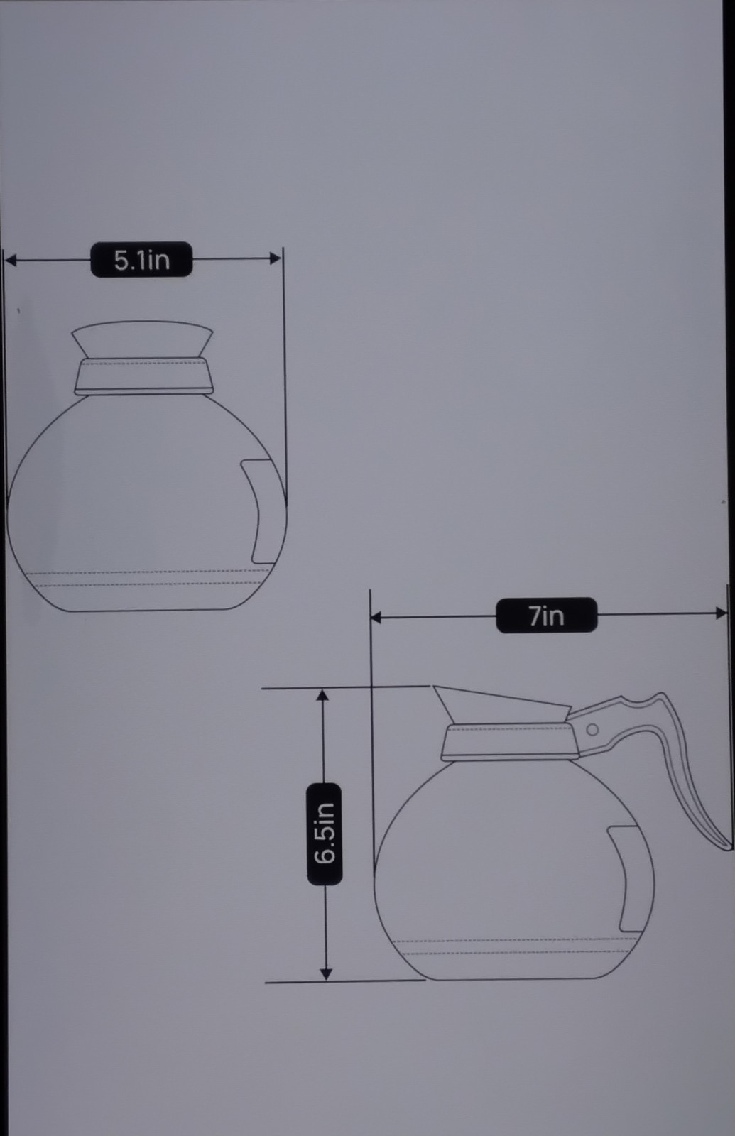 Glass Coffee Carafe Pot Dishwasher Safe with Black Handle and Lid