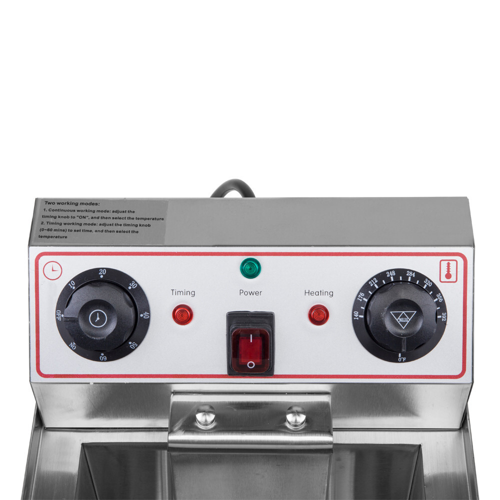 24.9QT/23.6L Stainless Steel Faucet Double Tank Deep Fryer 3400W (Large Handle)