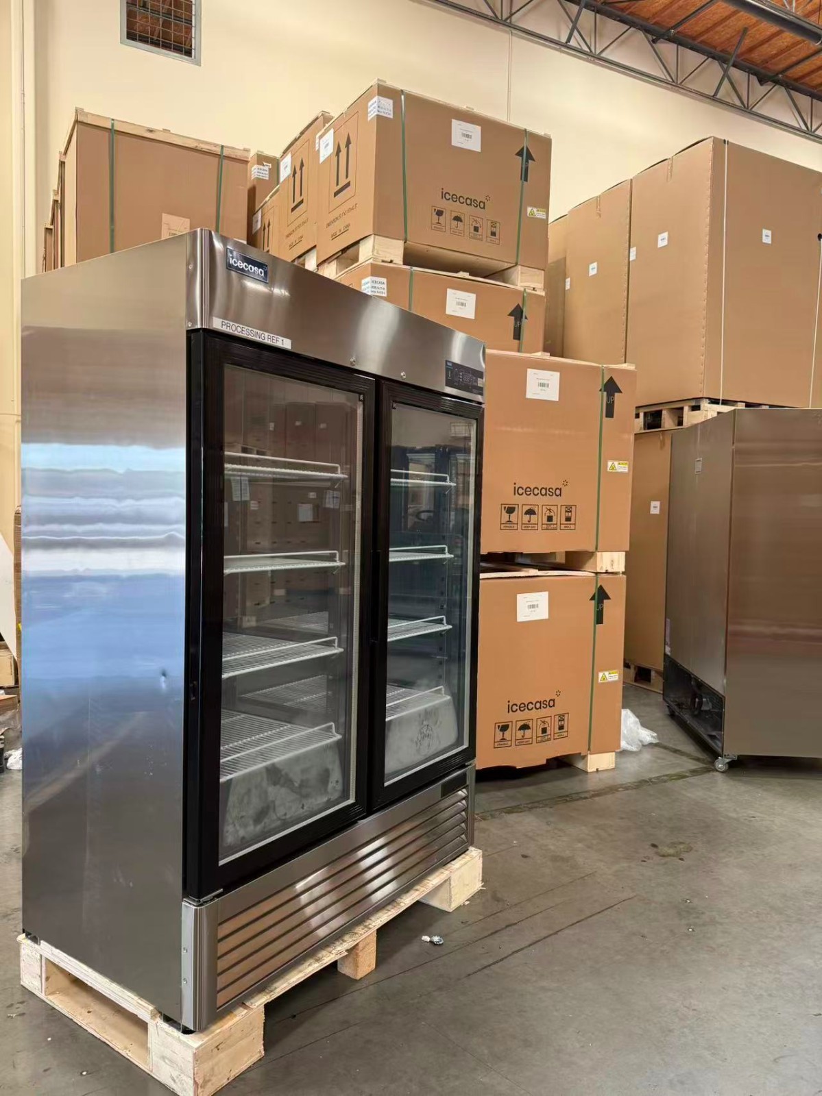 54″ Glass Door Reach-In Refrigerator, 2-Door Merchandiser 49 Cu.ft – Dents