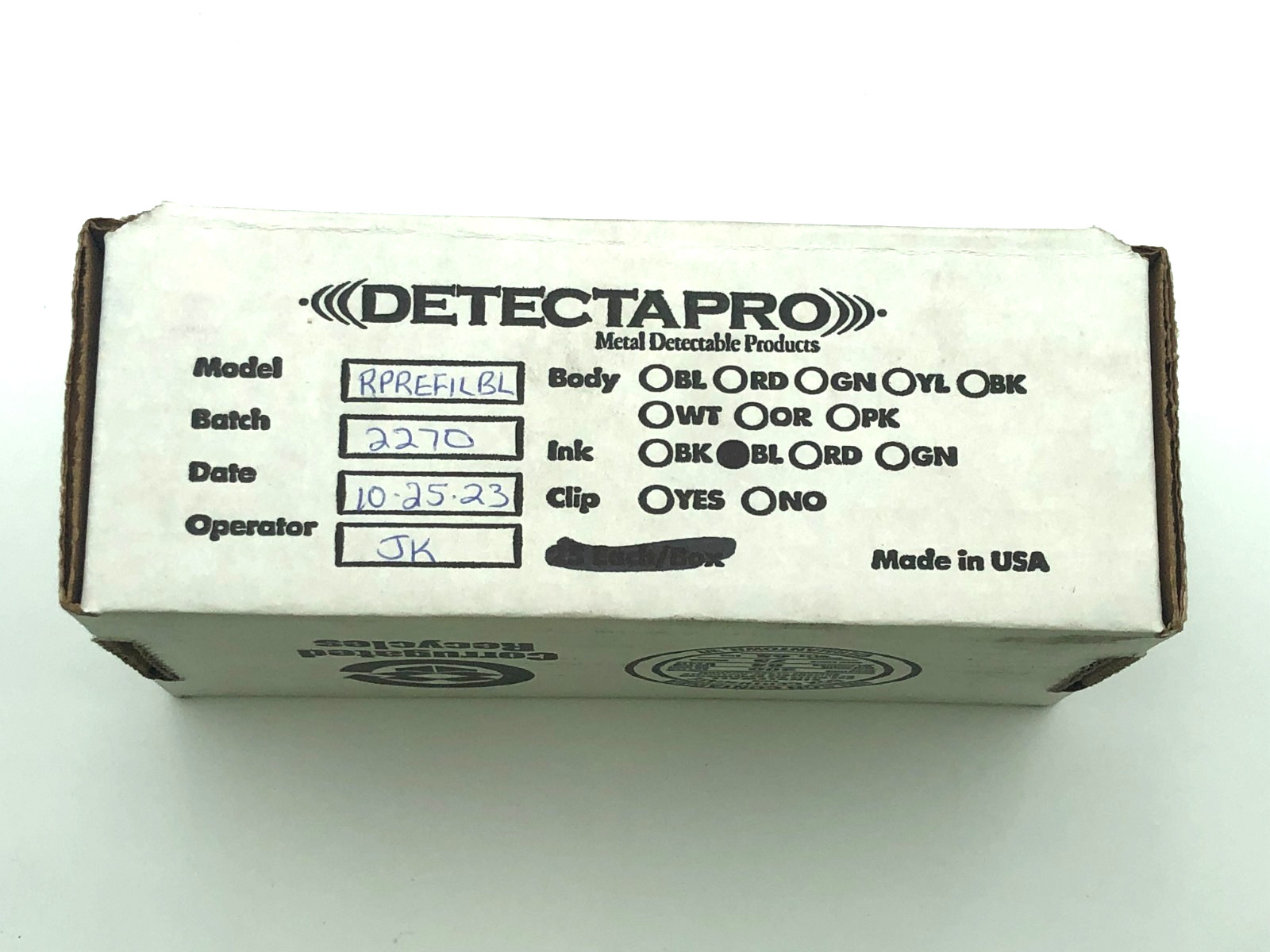 Detectapro Rjpenbl Metal Detectable Retractable Pen Black 50 Pack Bulk