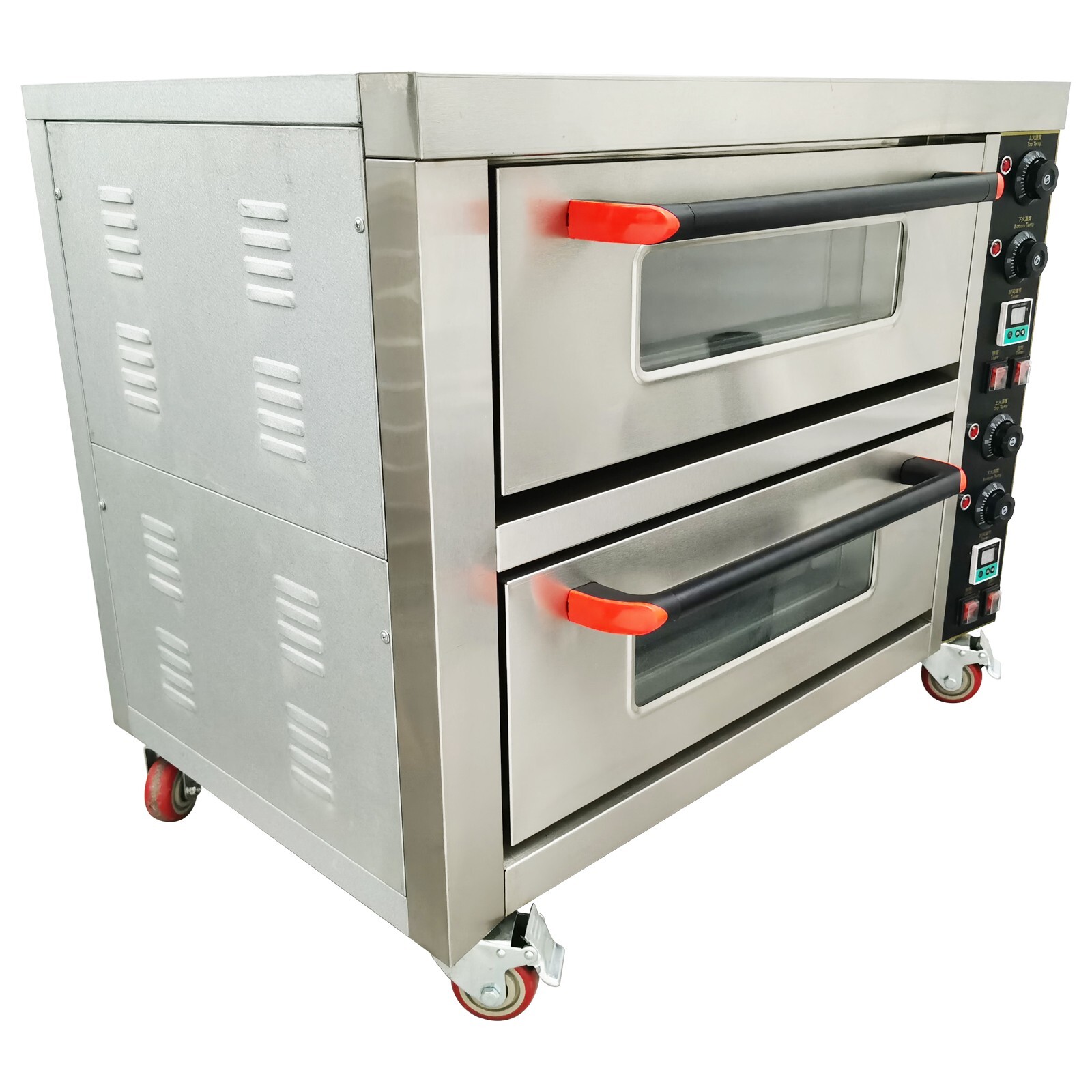 220V 2-layer 23.2″ Commercial Pizza Oven 8.7HP 68℉-572℉ 0-99min Timer