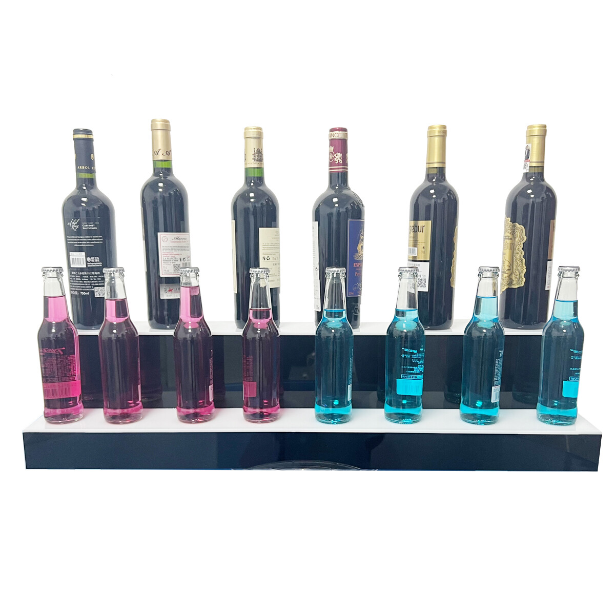 LED Lighted Liquor Bottle Display Shelf Bar Display Bottle Stand 2-3-4 Tiers