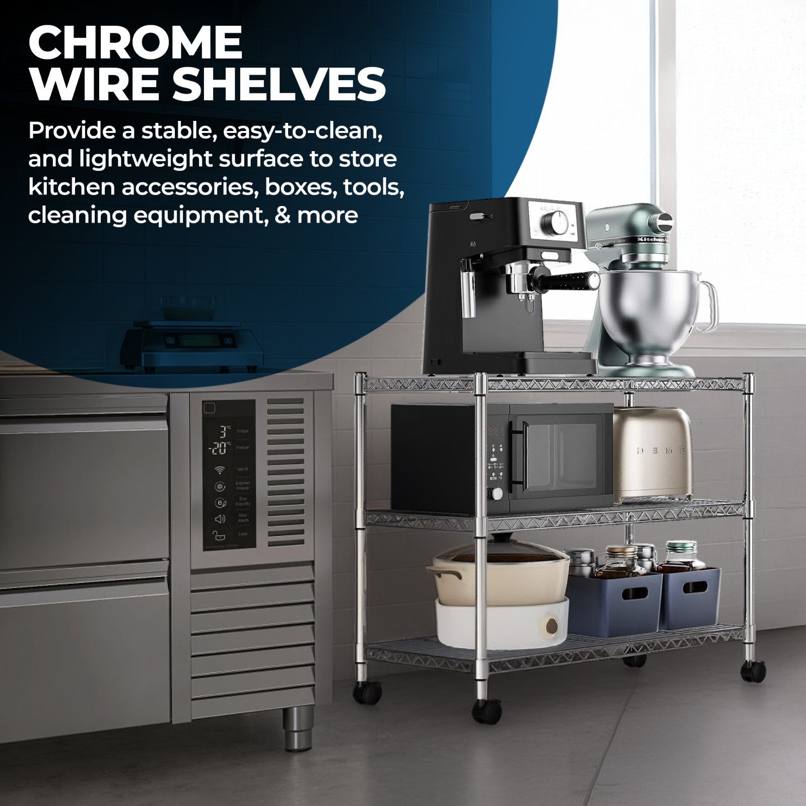 Commercial Chrome Wire Shelving (2 shelves per box)