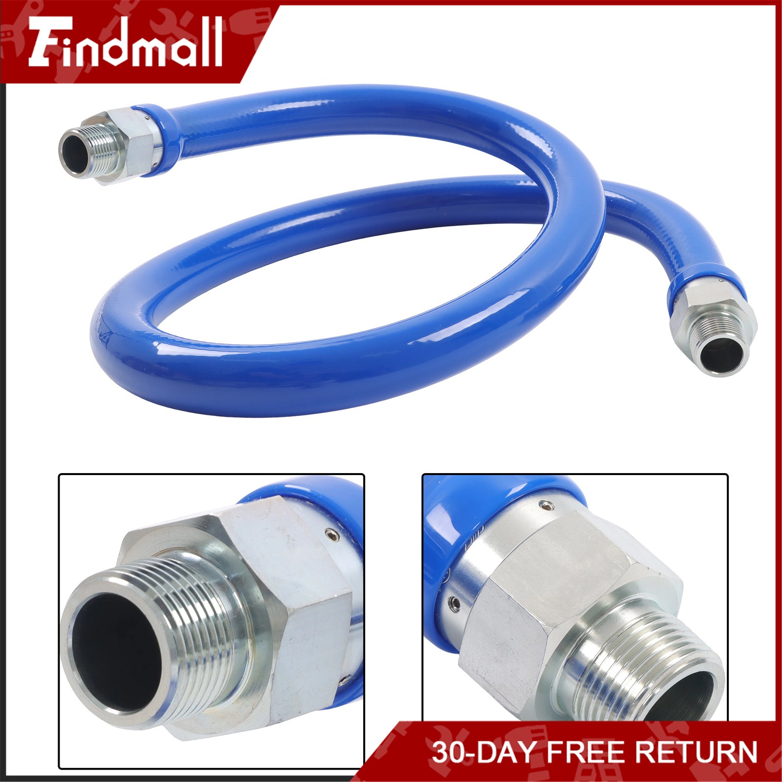 Findmall 1675KIT48 Safety System Kit, 48 Inch Commercial Gas Hose Connector Kit