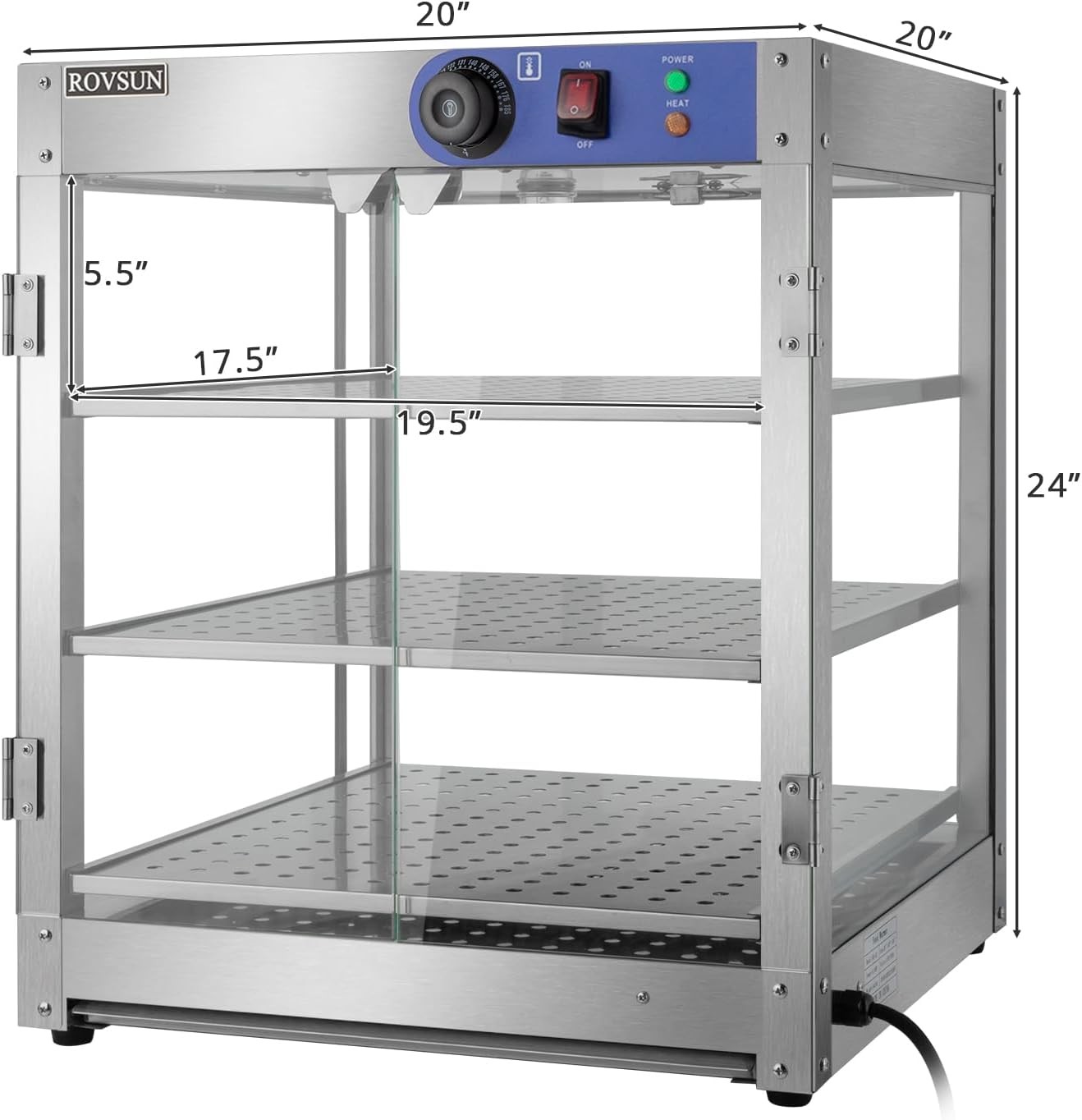 3-Tier Food Warmer Countertop,Commercial Warm for Food Pizza Warmer Display Case