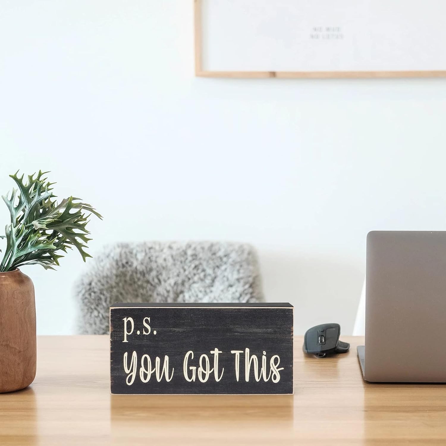 Esur Motivational Home Office Desk Black Decor – Farmhouse Wooden Box