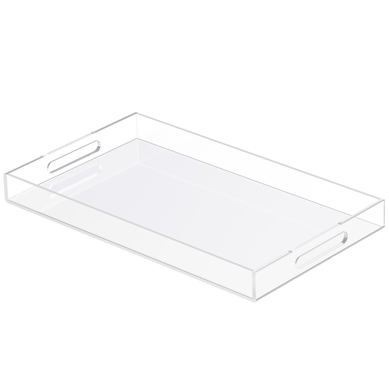 Acrylic Tray 20×12 w/ Handles – Spill-Proof Organizer for Counter, Ottoman, Serv