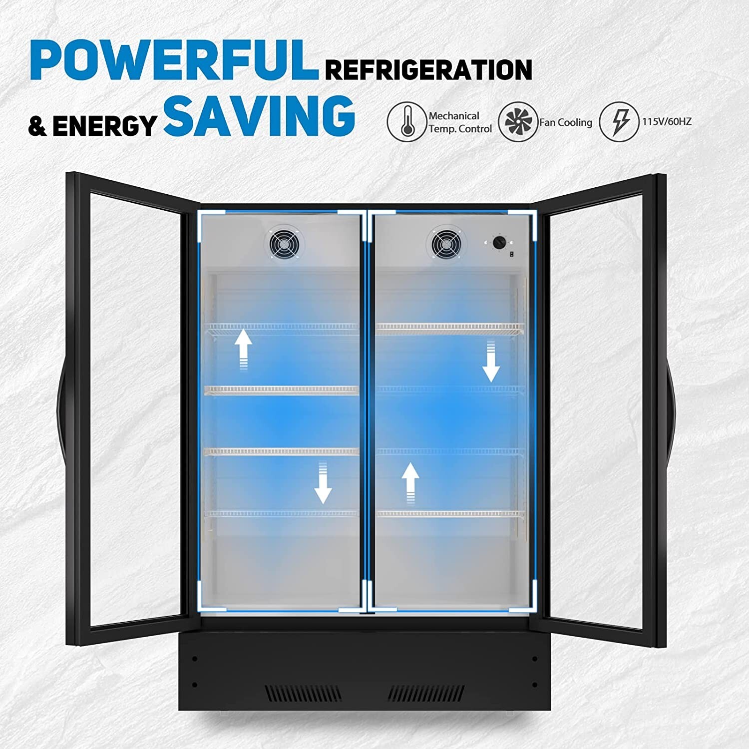 NEW 39″ Commercial 2 Glass Door Merchandiser Refrigerator Display Cooler NSF ETL