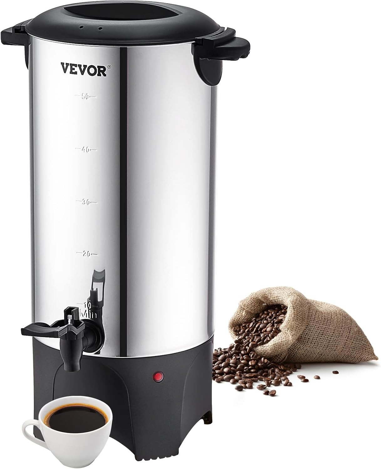 Commercial Coffee Urn, 50 Cups/7.5L Stainless Steel Large Coffee Dispenser, 1000