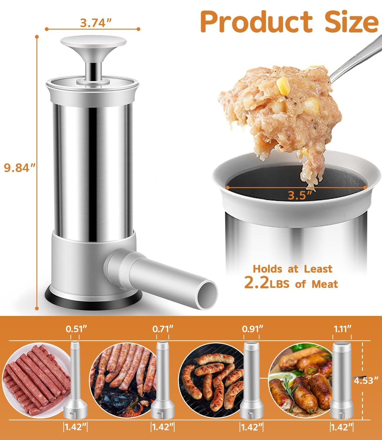 Sausage Stuffer Machine Vertical Sausage Maker, 2025 New Stainless Steel Homemad