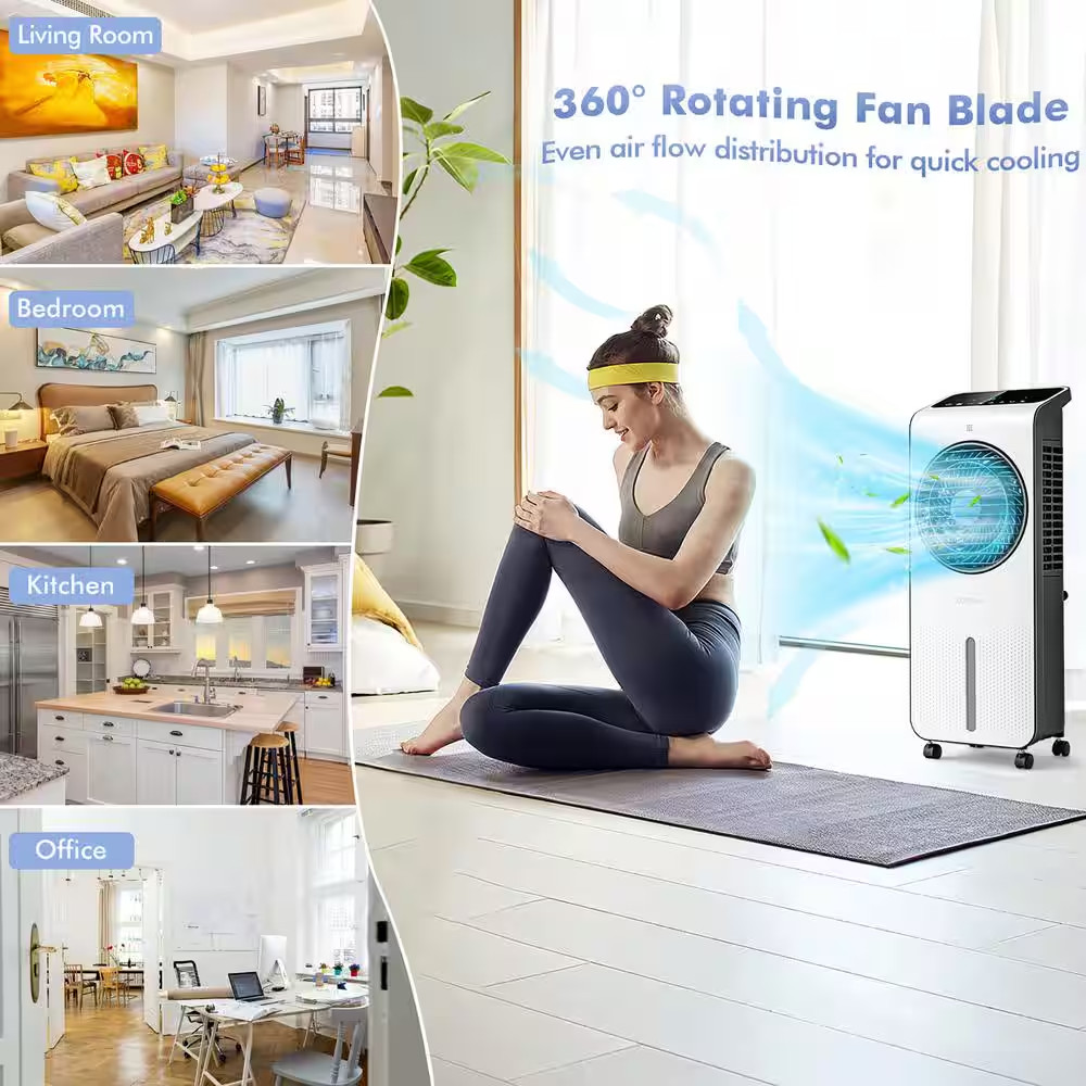 423.5 CFM Evaporative Air Cooler 3-In-1 Portable Swamp Cooling Fan W/12H Timer R