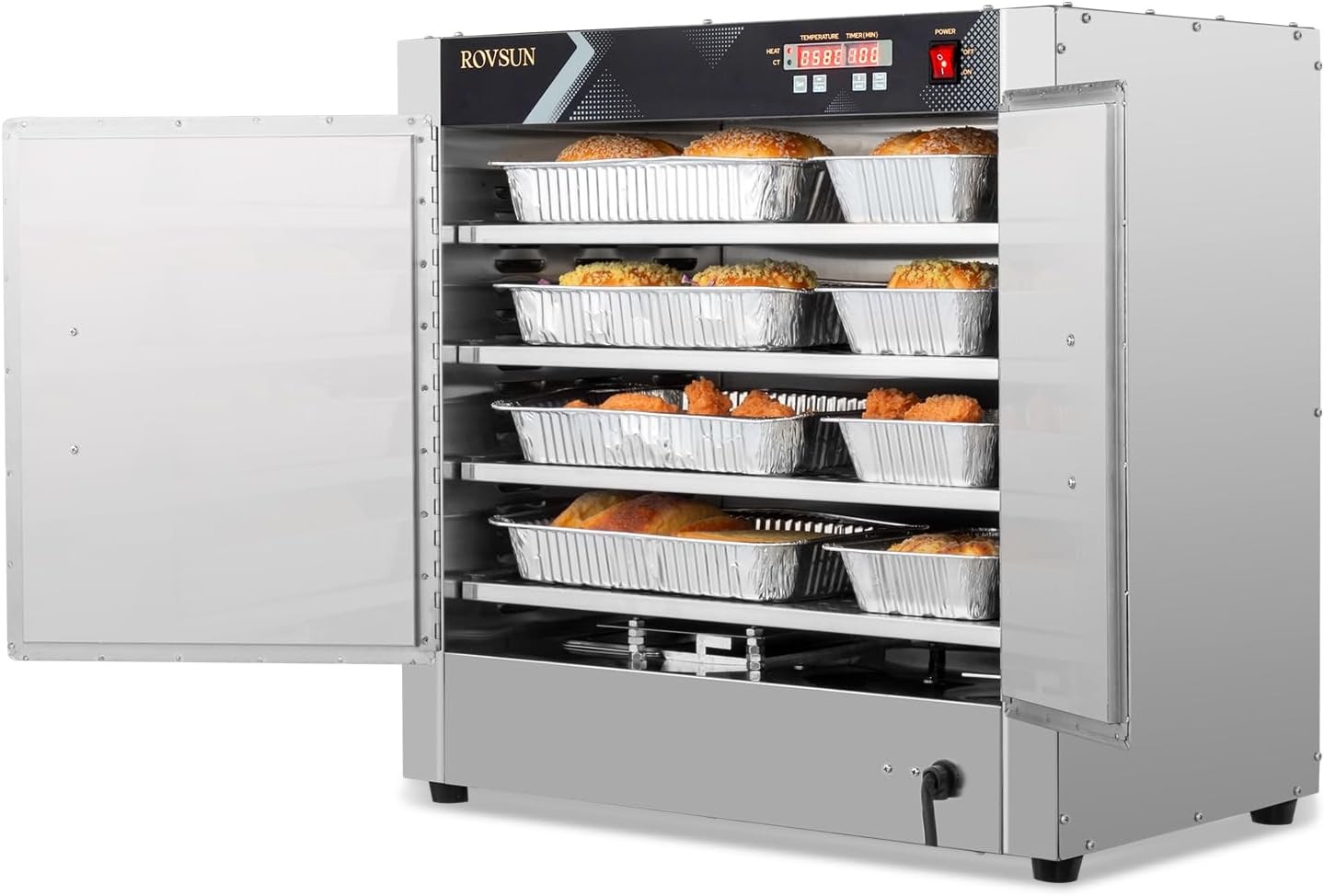 4-Tier Electric Hot Box Pizza Warmer, Commercial Food Warmer w/Removable Shelves