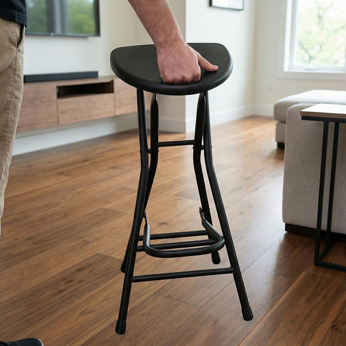 28 inch Black Bar Stool,Portable Stool for Adults Foldable Stools with