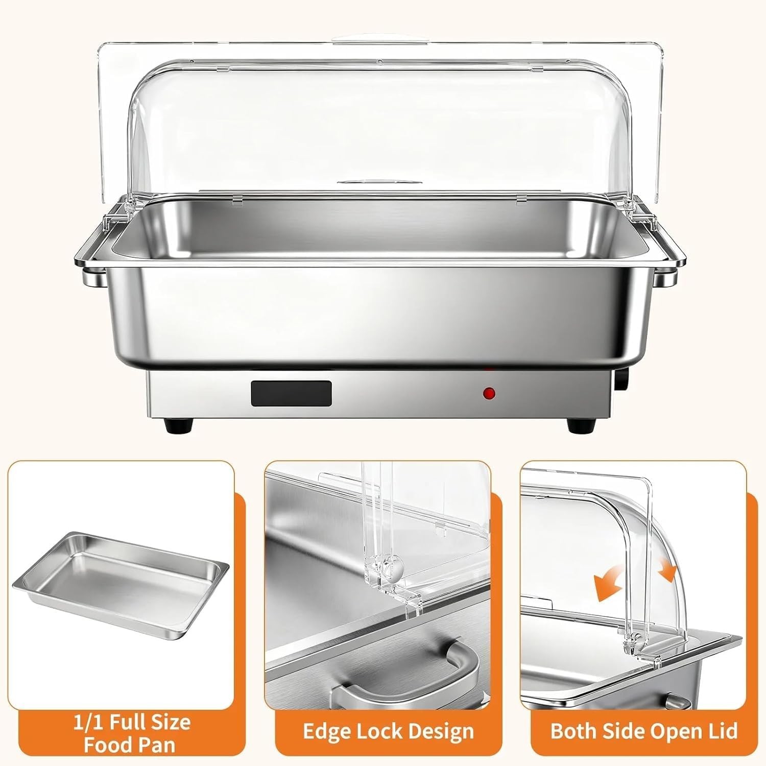 Garvee 9QT Electric Chafing Dish Set Temp Control Stainless Steel Buffet Warmer