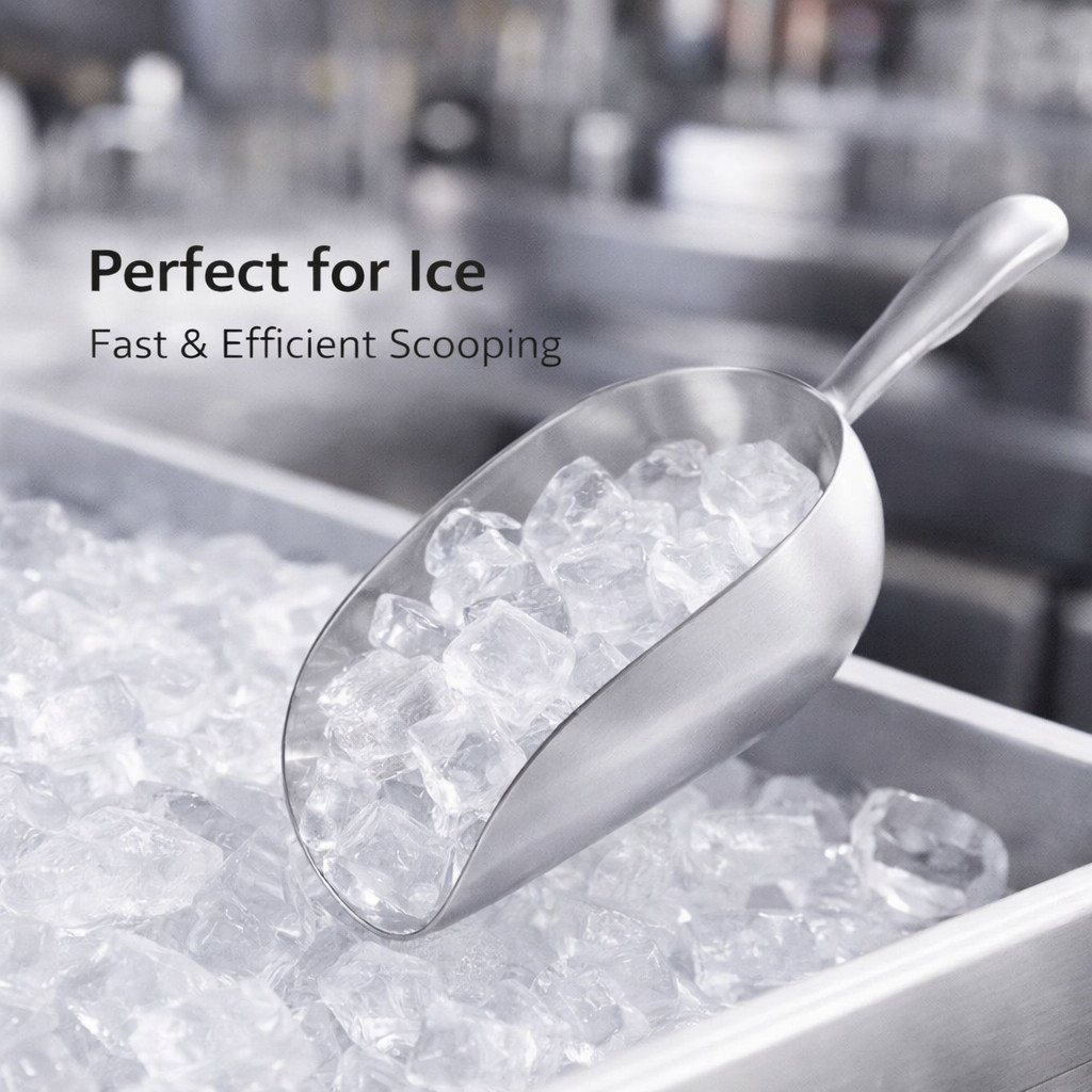 12 oz One-Piece Aluminum Scoop Ice Candy Flour Popcorn Utility Scoop Silver