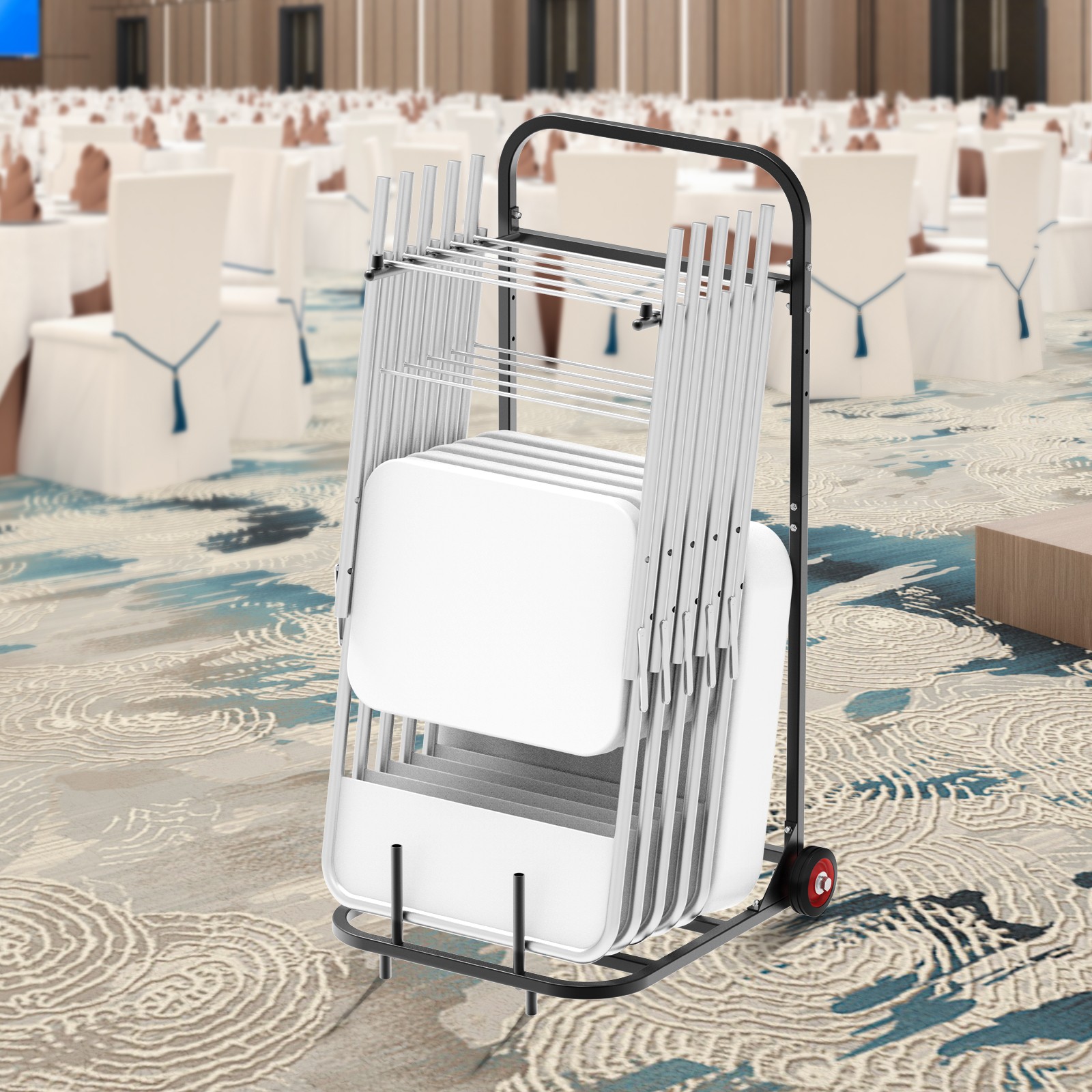 VEVOR Folding Chair Rack Cart for 10 Chairs of 100 LBS Push-Style Chair Dolly