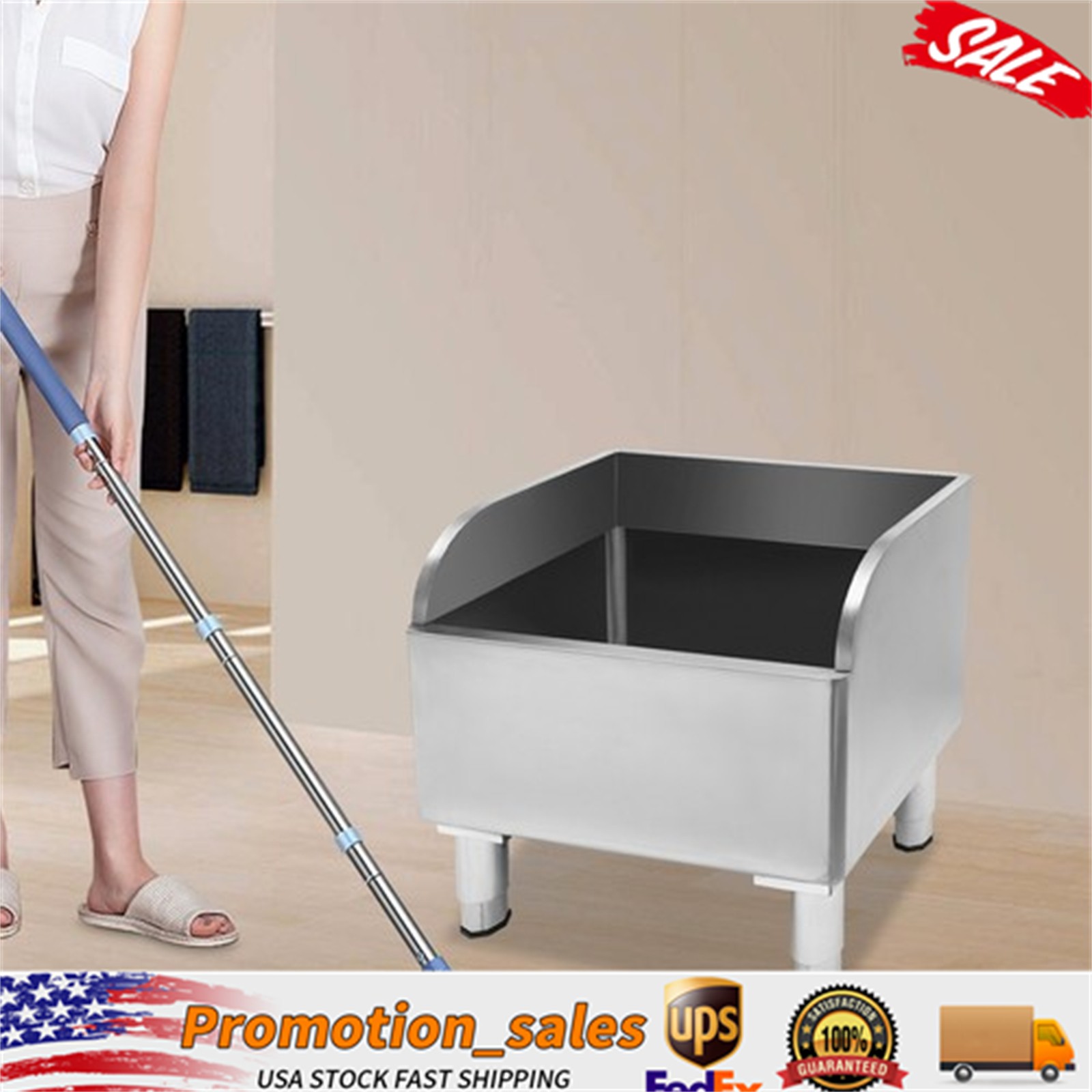 Commercial Stainless Steel Floor Mop Sink – 24″ x 16″ x 22″, 12″ Deep Basin