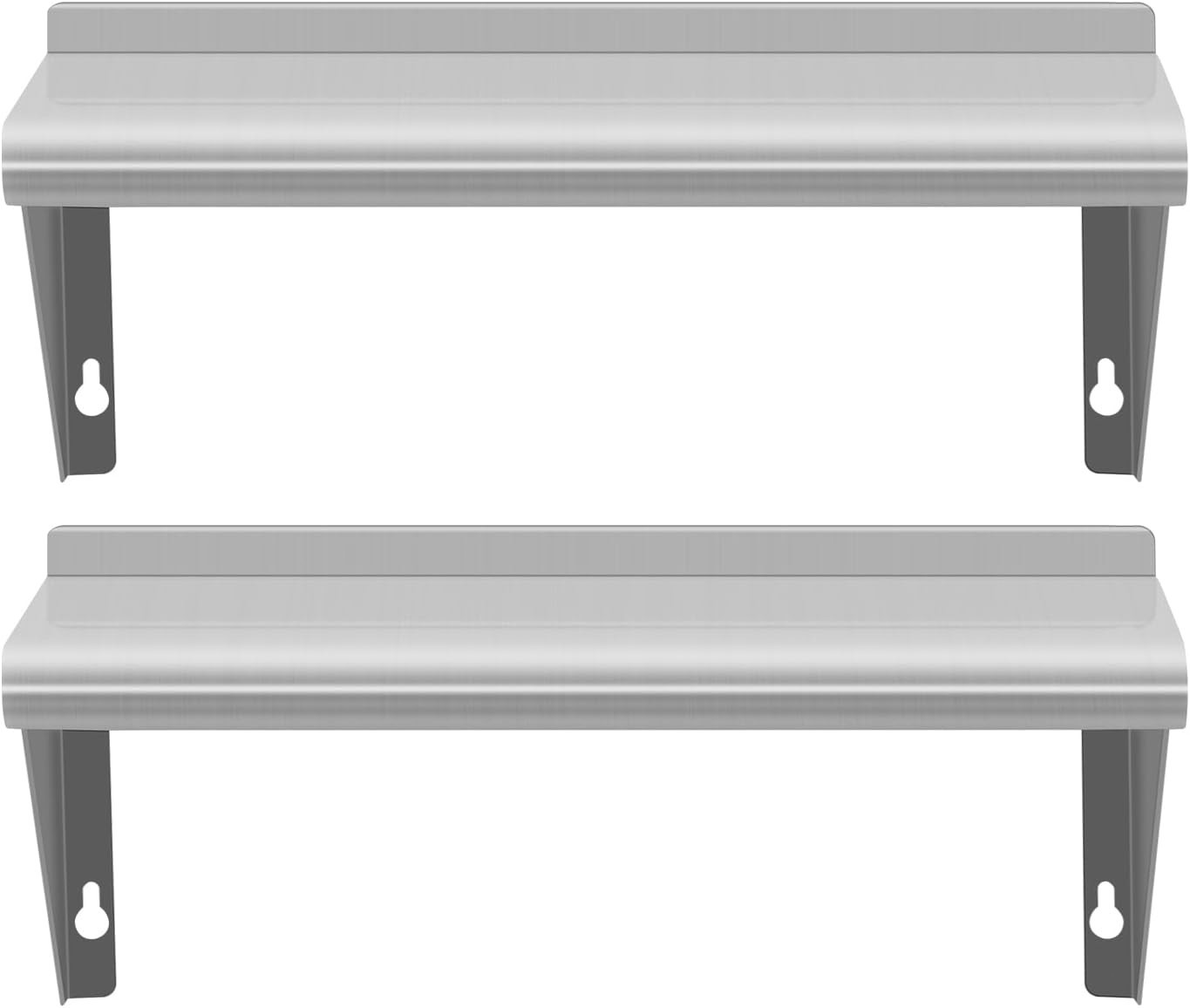 2 Pack Stainless Steel Wall Shelf 8.6 x 16 Inches Commercial Grade Metal Kitchen