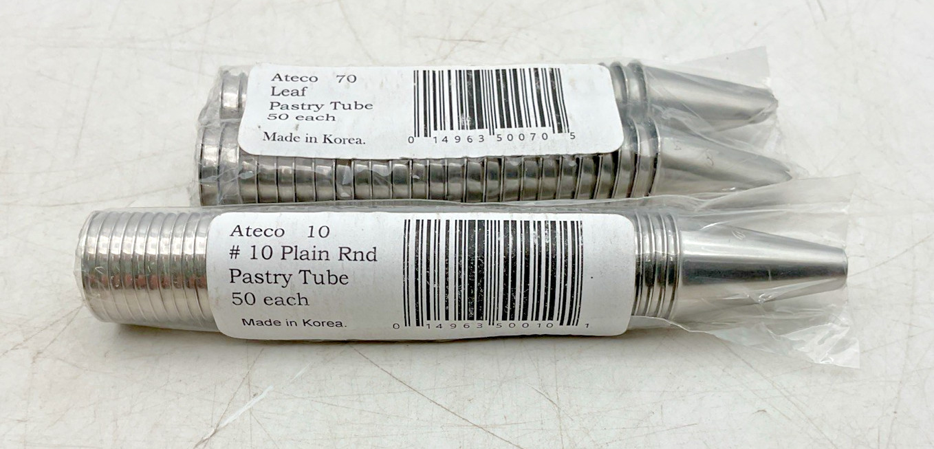Ateco Pastry Piping Tips, Bulk Pack (2 styles, 50 Each) Lot of 100 Total Tips
